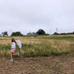 children run through field with butterfly nets