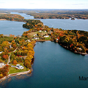 aerial view of peninsula in fall
