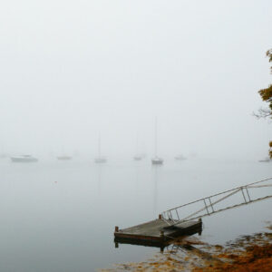 dock on water in fog