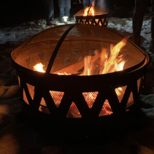 fire pit glows in darkness