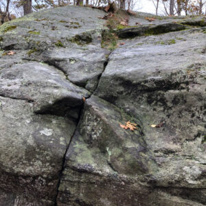 closeup of large cracked boulder