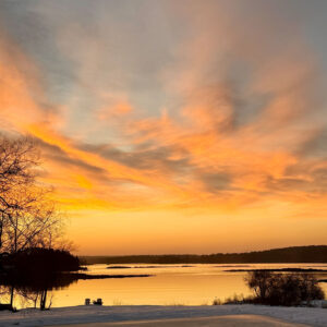 orange sunset over the water