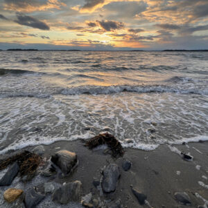 sunset at rocky beach