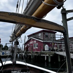 Boom of sail boat at wharf