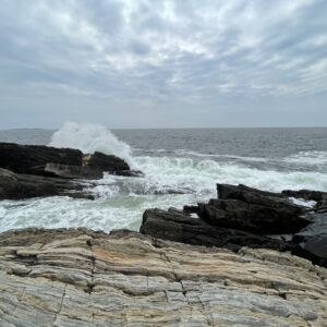 waves crashing on rocks