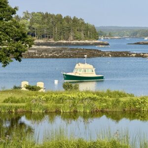 Boat on water at Card Cove