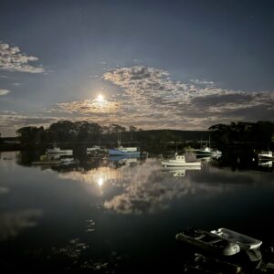 Moonrise over the water