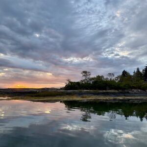 Sunrise over an island