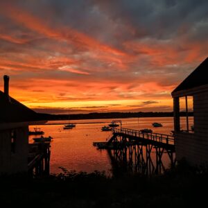 Sunset over the water